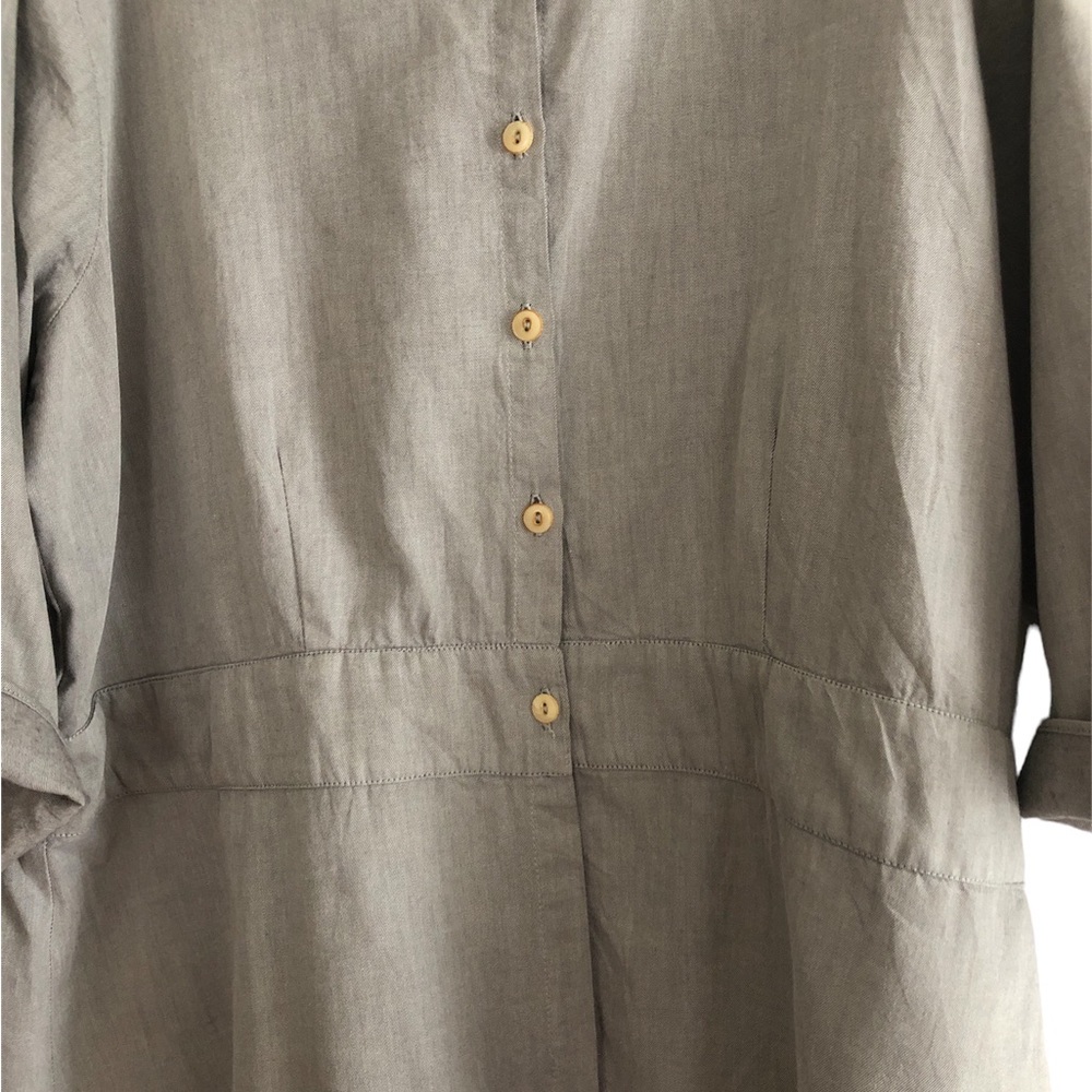 Flax Button Front Top With Peblum - image 5